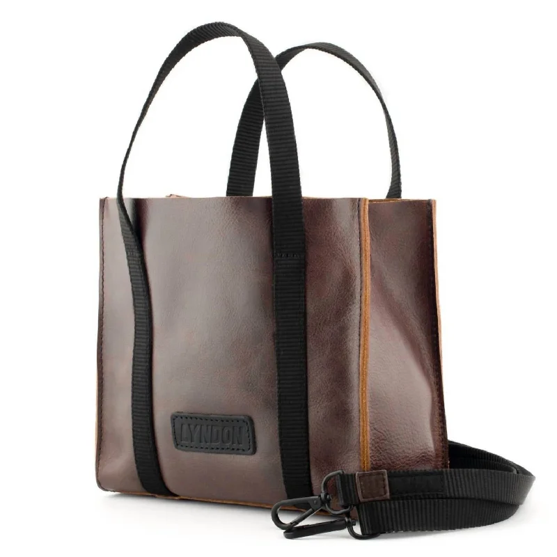 Women's Leather Mini Tote Bag In Brown