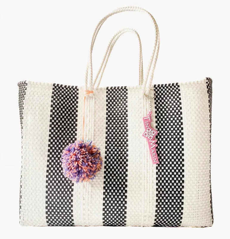 Zebra Woven Super Tote In Black And White