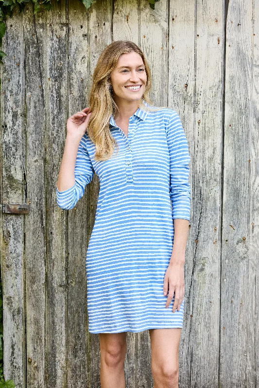 Jill Dress - Chalk Stripe Marine Blue