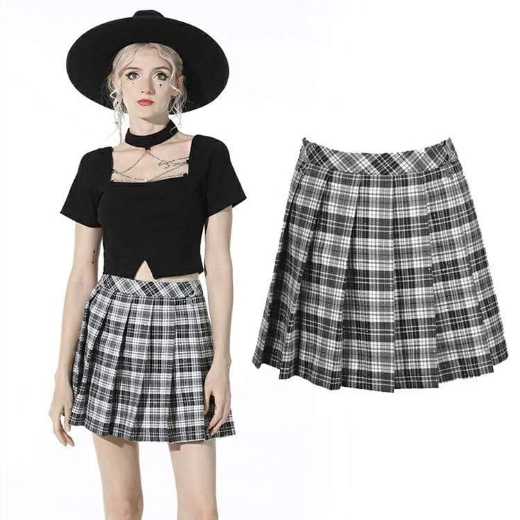 Women's Gothic Plaid Pleated Short Skirt